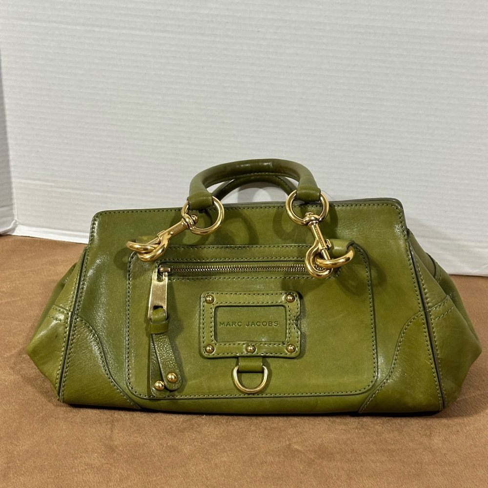 Marc Jacobs Olive Green Satchel with Gold Accents
